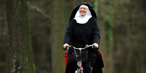 Sister Victoria rides her bike